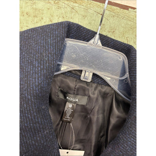 Aqua Wool-Blend Double-Breasted Navy Peacoat