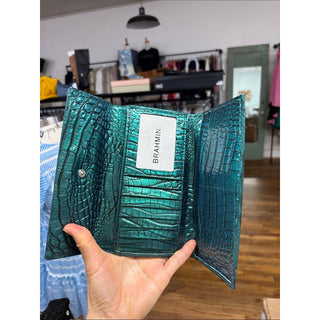 Brahmin Emerald Green Croc-Embossed Leather Wallet