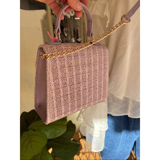 Like dreams Knit-Textured Lilac Crossbody Bag with Gold Chain Strap