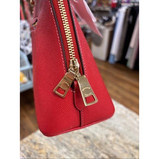 Coach Red Leather Dome Satchel with Gold Hardware