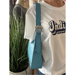 Donna Karen cederhurst buckle hobo Leather Bag Blue