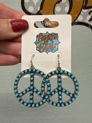 Turquoise Peace Sign Earrings
