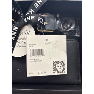 Anne Klein Black Wallet with Gold-Tone Charm Keyring