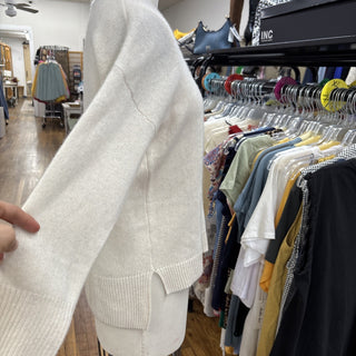 Aqua Cashmere Sweater White Crew Neck Pullover