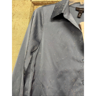 Aqua Blue sparkling Button-Down Shirt
