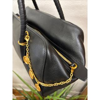Donna Karan chantilly Satchel leather bag with Gold Charm Chain