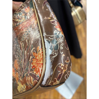 Patricia Nash Brown Floral Leather Shoulder Bag
