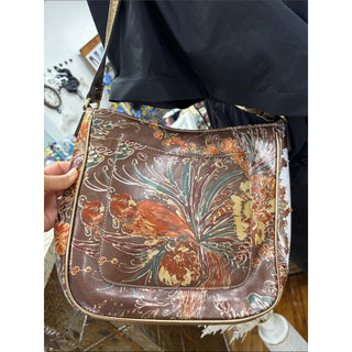 Patricia Nash Brown Floral Leather Shoulder Bag