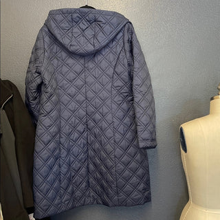 Tahari Navy Quilted Hooded Jacket lightweight