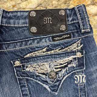 Miss Me Jeans Crystals Embroidered Shorts 29