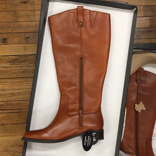 INC International Concepts Women's Brown Leather KneeHigh Wide Calf Boots Size US 9 M