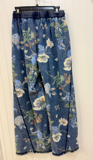 Floral Print Wide Leg Denim Pants