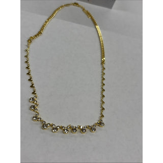 Disney Gold-Tone Necklace with Clear Zircon Drops