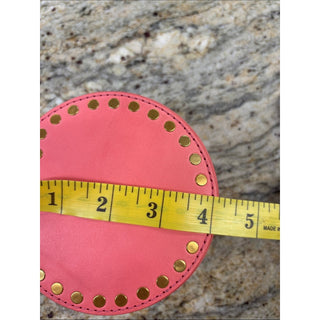Old trend leather peach Round Coral Jewelry Case with Gold Stud