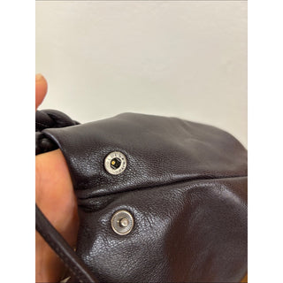 Hereu plaited handle leather bag Dark Brown
