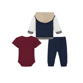 Tommy Hilfiger baby Boy Fleece Hooded Baseball Jacket Bodysuit 3-Piece Set 6-9 months