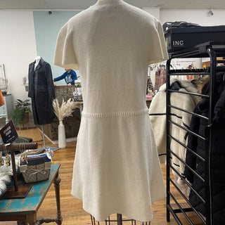 Aqua White Bouclé Mock Neck Mini Dress Size XXL