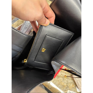 Donna Karan Black Fringe Shoulder Bag with Gold Accents MINI