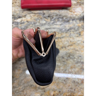 Dopp Black Leather Coin Purse with Gold Frame