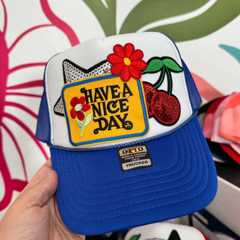 Have A Nice Day Trucker Hat - Cherries