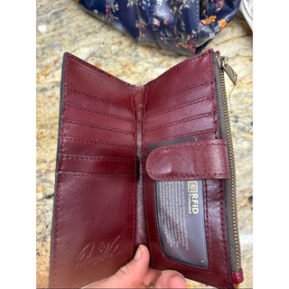 Patricia Nash Tooled Leather Wallet in Burgundy