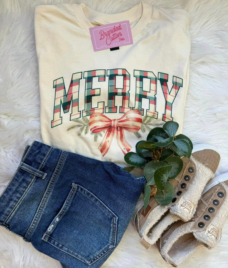 Merry Bow with Crystals Tee