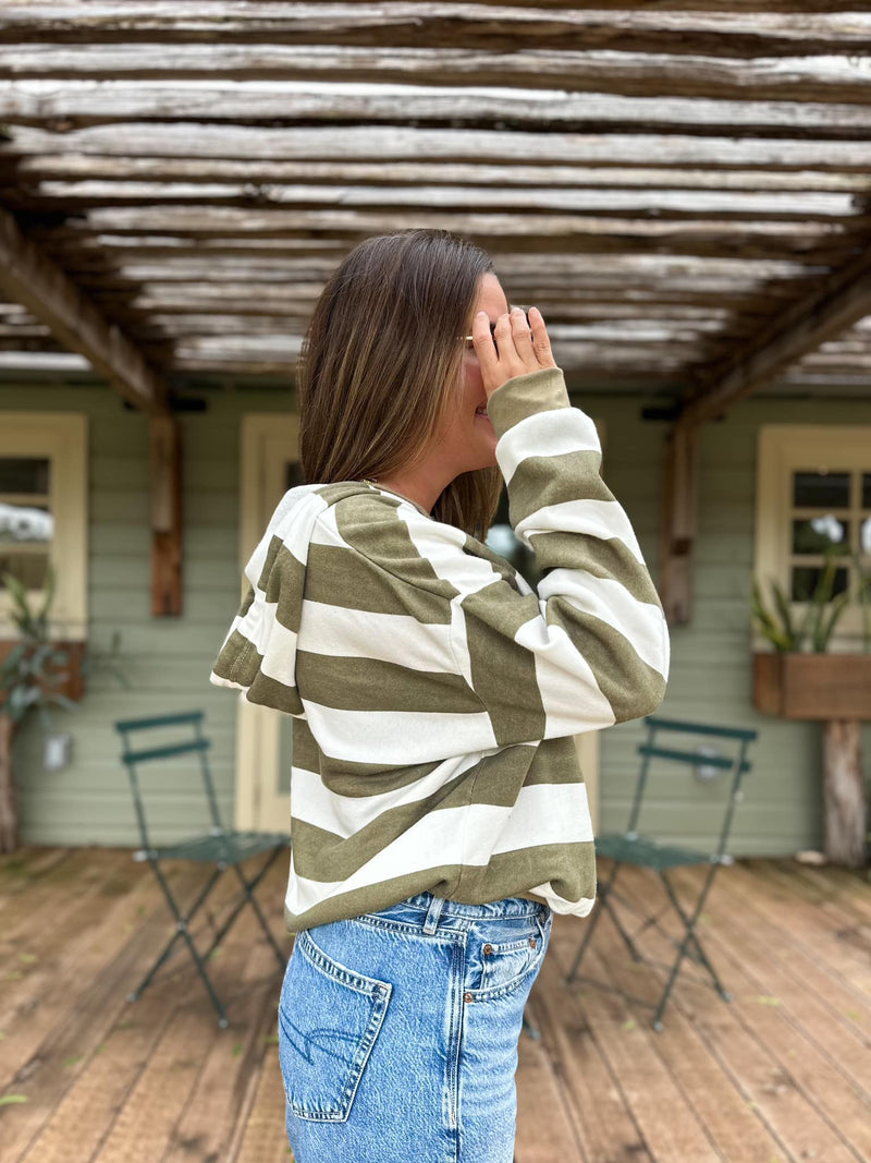 Patti Olive Stripe Hoodie