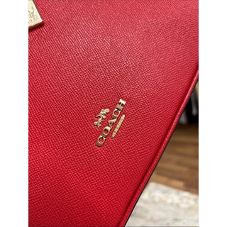 Coach Red Leather Dome Satchel with Gold Hardware
