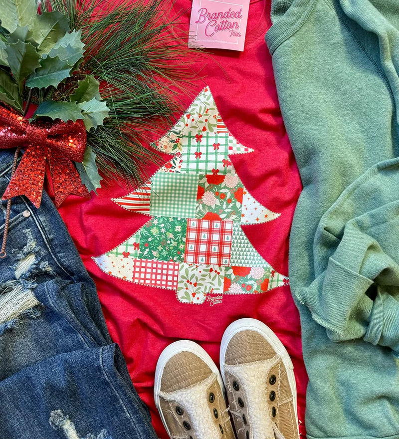 Patchwork Christmas Tree Tee