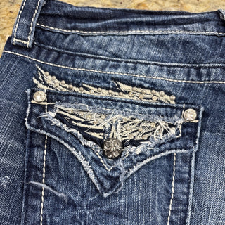 Miss Me Jeans Crystals Embroidered Shorts 29