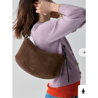 kate spade Brown Suede Crescent Shoulder Bag with Dark Brown Strap