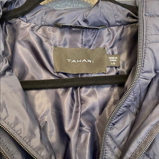 Tahari Navy Quilted Hooded Jacket lightweight