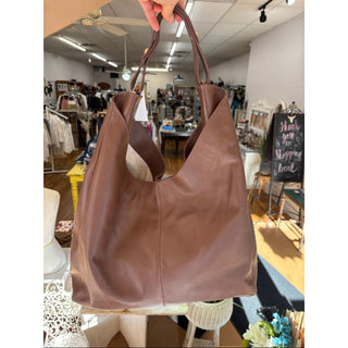 Arezzo Brown Suede and Leather Hobo Bag with Gold Accents