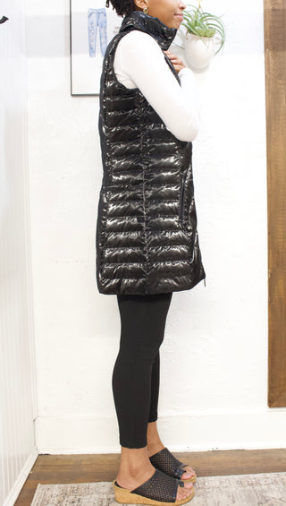 Anorak Metallic quilted long down vest