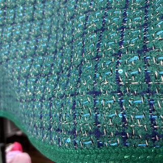Aqua Green Tweed Blazer Gold Buttons XL