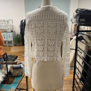 Aqua White Crochet Women Top Size XXS