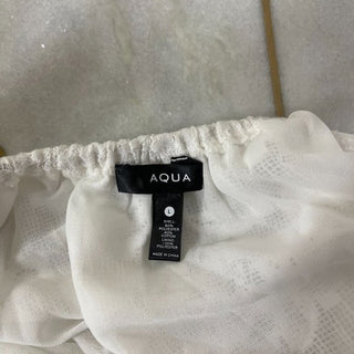 Aqua Elegant White Lace Blouse Size L