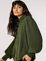 Green Airflow Volume Sleeve Top