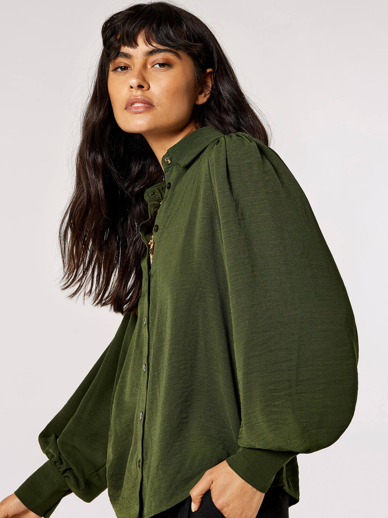 Green Airflow Volume Sleeve Top