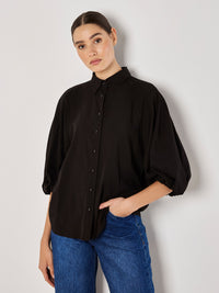 Black Puff Sleeve Top