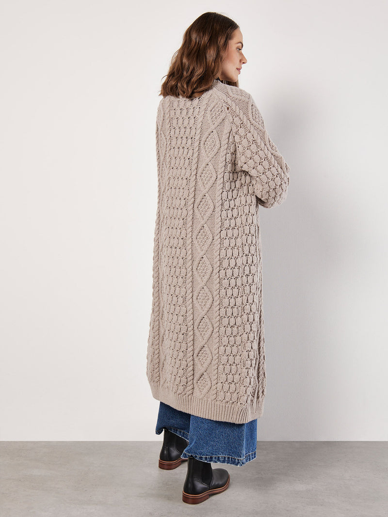 Chunky Cable Knit Midi-Cardigan