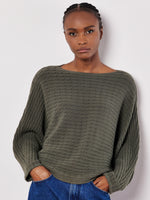 Khaki Cable Batwing Sweater