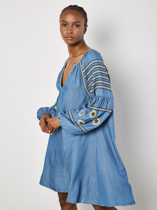 Denim Aztec Dress – Bronze Seal