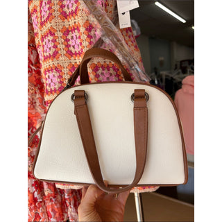 Wrangler White and Brown Two-Tone Satchel with Dual Handles