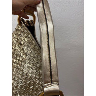 Donna Karan glenwood Metallic woven small Gold Shoulder Bag