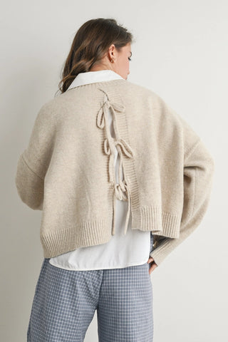 Taupe Tie-Back Sweater