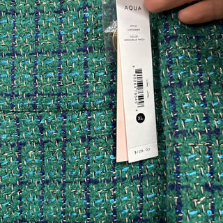Aqua Green Tweed Blazer Gold Buttons XL