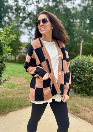 Black & Brown Checker Cardigan