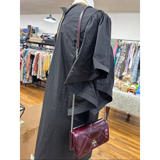 Tory Burch Quilted Burgundy Shoulder Bag with Silver Chain