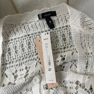 Aqua White Crochet Women Top Size XXS